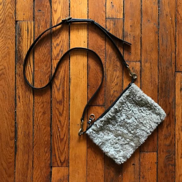 Kempton & Co Handbags - Kempton and Co Nottingham Shearling Black Leather Beige Tan Cream Over the Shoul